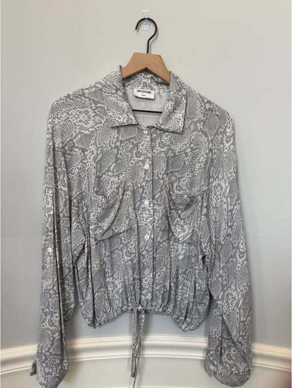 LNA Clothing Snakeskin Print Button Down Shirt Size Medium